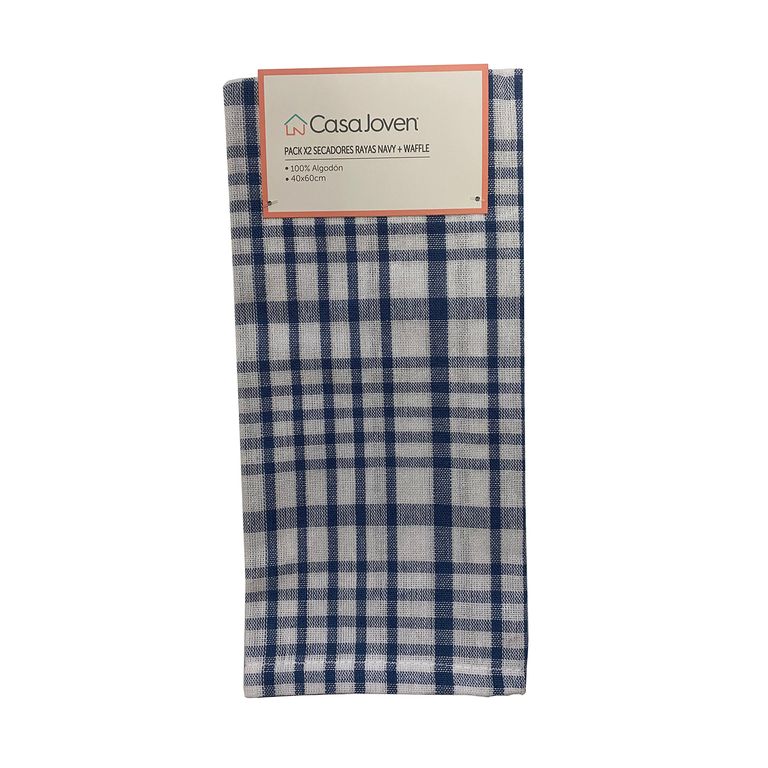 PACK X2 SECADORES RAYAS NAVY + WAFFLE