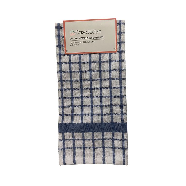 PACK X 2 SECADORES CUADROS RAYAS LT NAVY