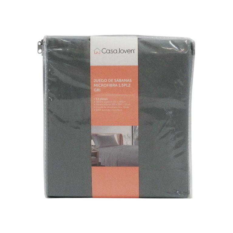 Juego de Sábanas Microfibra 1.5Plz Gris