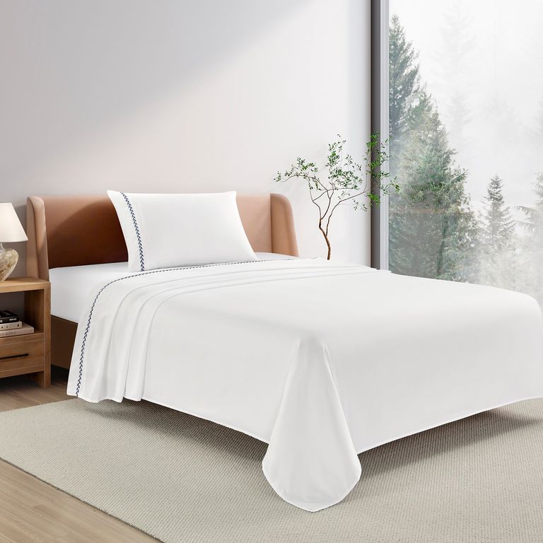 SABANAS BRODERIE BLANCA NAVY 1.5PLZ