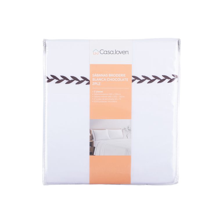 SABANAS BRODERIE BLANCA CHOCOLATE 2PLZ