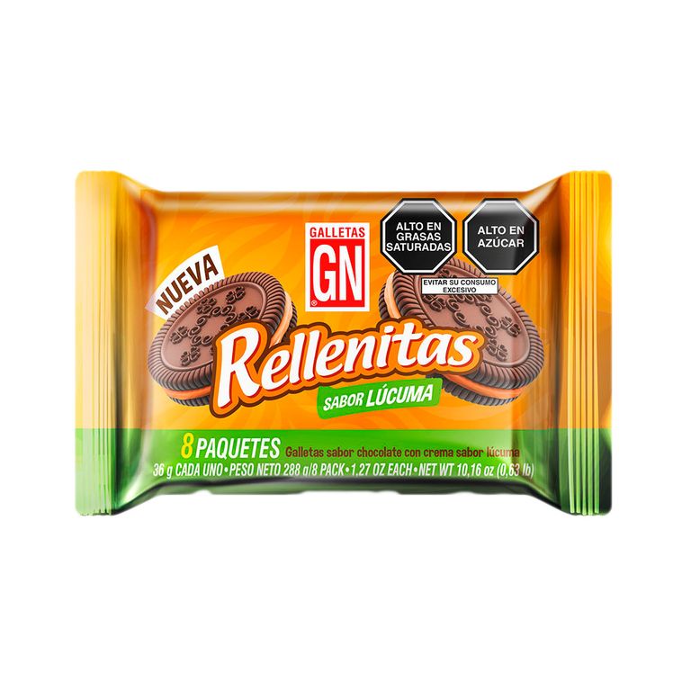Galleta GN Rellenita Sabor Lúcuma Empaque 8 Und