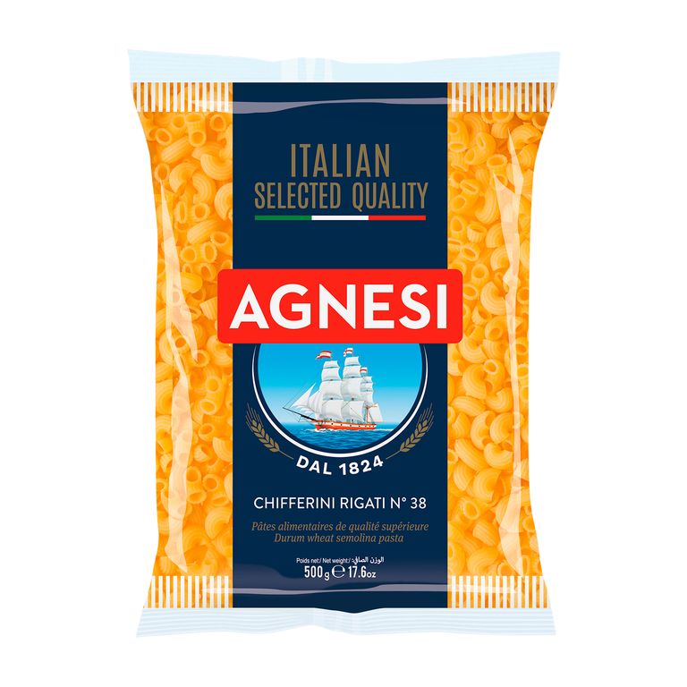 Fideo Chifferini Rigati N°38 Agnesi Bolsa 500 g