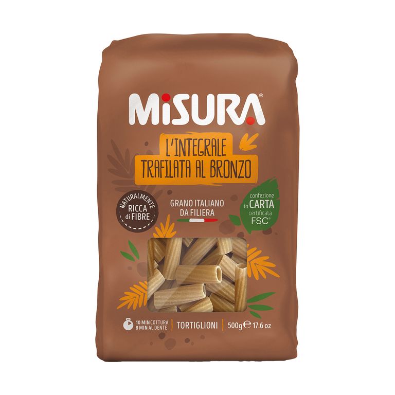 Pasta Integral Misura Tortiglioni Empaque 500 g