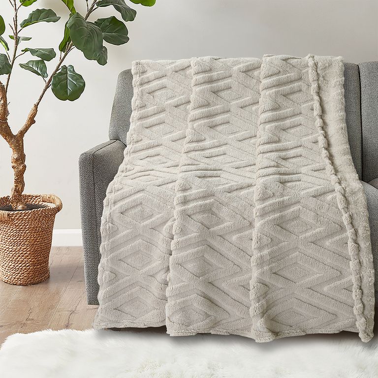 MANTA JACQUARD ROMBOS TAUPE