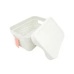 CASA JOVEN - Canasta Organizadora Plastico Gris con Tapa