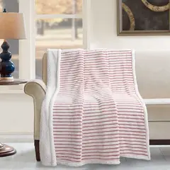 CASA JOVEN - Manta Jacquard Flannel Sherpa Líneas Ladrillo 130 x 160 cm