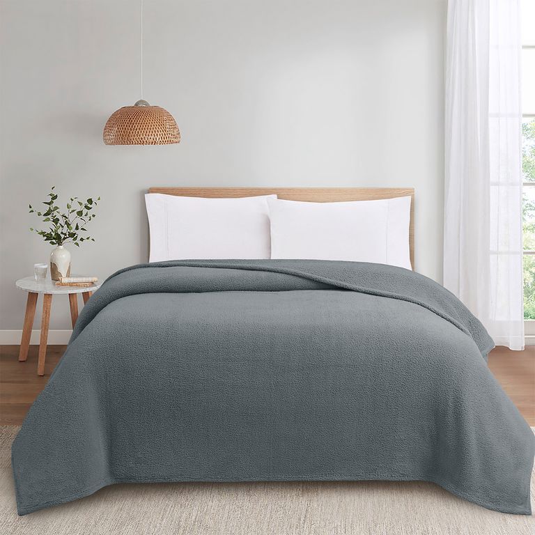 FRAZADA SHERPA 1.5 PLZ PLOMO