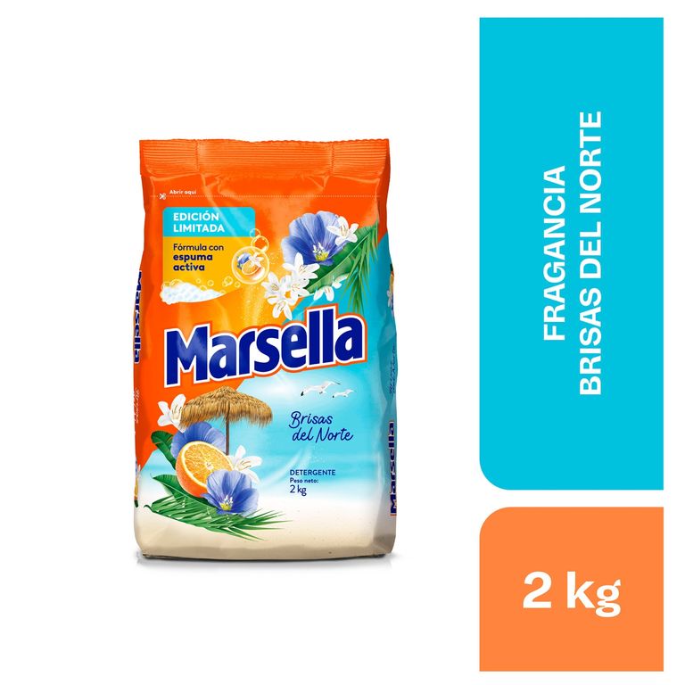 Detergente en Polvo Marsella Brisas del Norte Bolsa 2 kg