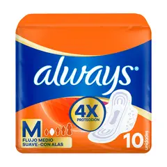 ALWAYS - Toallas Higiénicas Always Protección Suave Empaque 10 Und