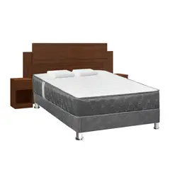 undefined - Combo Cama Acqua 2 Plazas + Cabecera con 2 Mesas de Noche + Sofá Cama