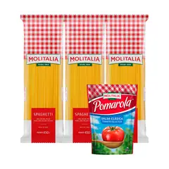 MOLITALIA - Pack Molitalia 3 Spaghettis 450 g + Salsa Pomarola 145 g