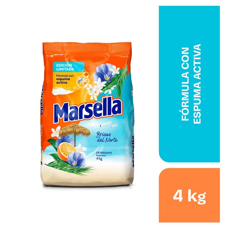 Detergente en Polvo Marsella Brisas del Norte Bolsa 4 Kg
