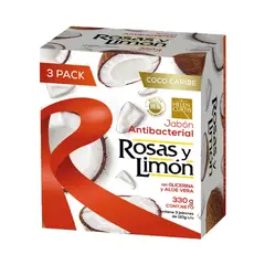 ROSAS Y LIMON - Jabón de Tocador Rosas y Limón Aroma Coco Caja 3 Und