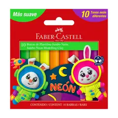 FABER CASTELL - Plastilina Jumbo Neón Estuche 10 Und