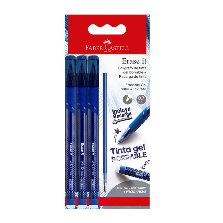 Bolígrafo Erase It Azul + Refill 3 Und