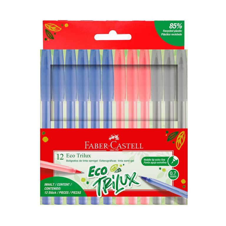Bolígrafo Eco Trilu6 Azules, 3 Rojos, 3 Negros 12 Und