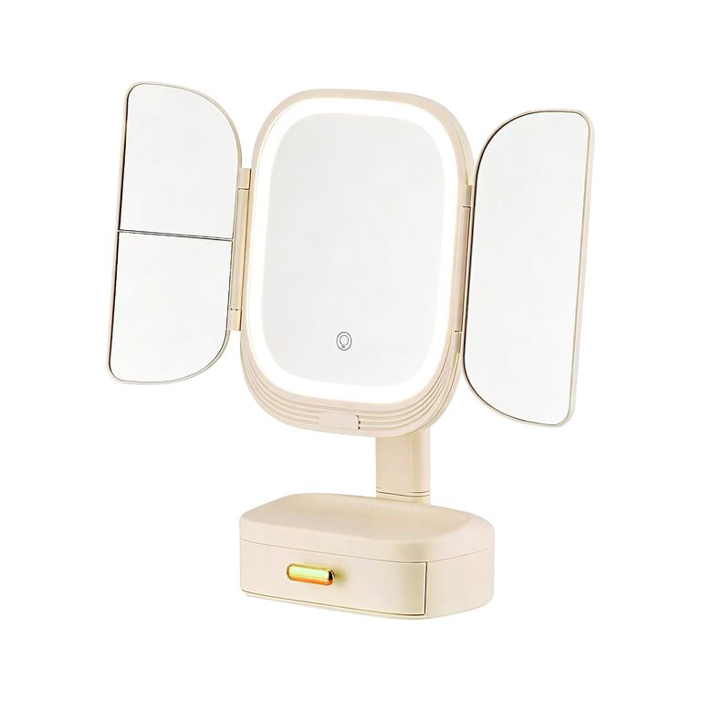 Organizador Maquillaje Pie Ivory Espejo Y Luz Col Divinas