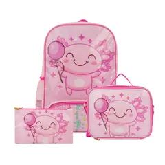 ARTESCO - Mochila Promocional + Lonchera + Cartuchera Axolove