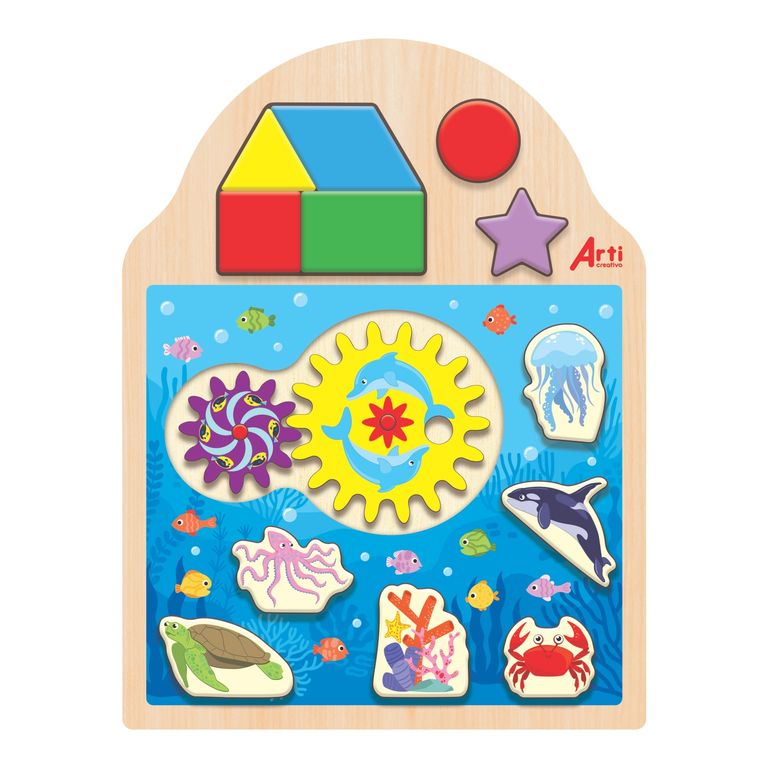 Juego de Engranajes de Madera 14 Piezas