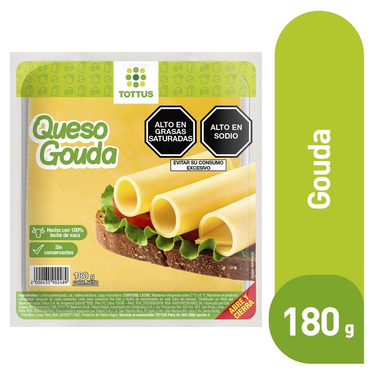 Queso Gouda Tottus Empaque 180 g