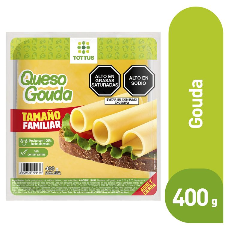 Queso Gouda Tottus Empaque 400 g