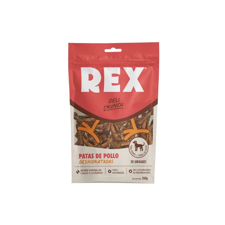Patas de Pollo Deshidratadas para Perro Rex Deli Crunch Bolsa 130 g