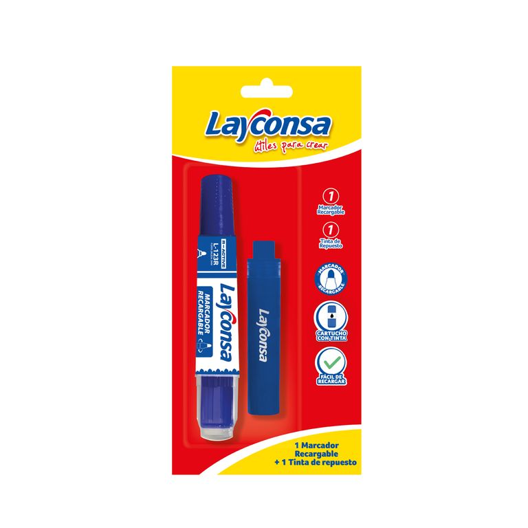 Marcador para Pizarra Recargable L123 Rojo + Cartucho Azul Layconsa