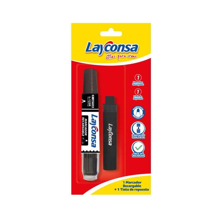 Marcador para Pizarra Recargable L123 Negro + Cartucho Layconsa