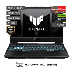 ASUS - Laptop ASUS TUF Gaming A15 R7 7445Hs 512GB 16GB Rtx3050 4GBb