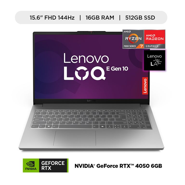 Laptop Lenovo LOQ Essential AMD Ryzen 7 16GB RAM 512GB SSD RTX 4050 6GB 15.6" FHD 144Hz