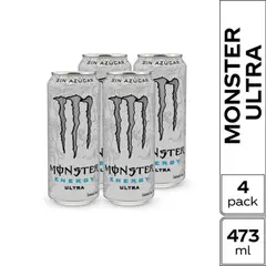 MONSTER - Bebida Energizante Monster Energy Ultra Pack 4 Latas 473 mL