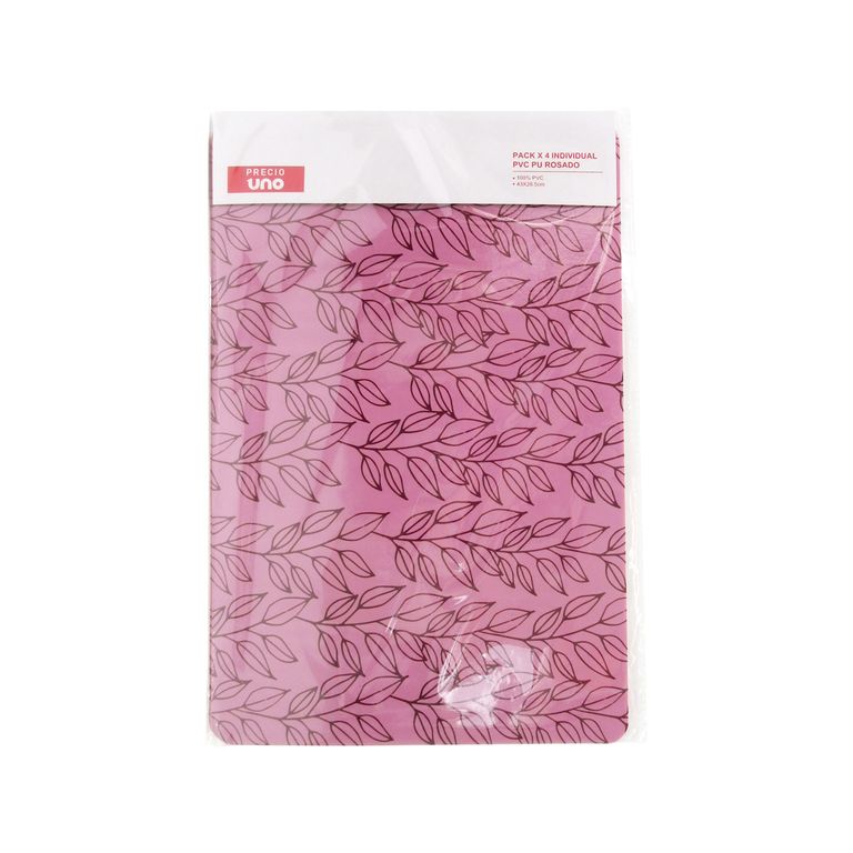 PACK X 4 INDIVIDUAL PVC PU ROSADO