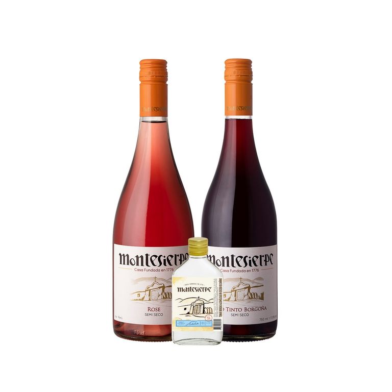 Pack Vino Montesierpe Borgoña 750 mL + Rosé 750 mL + Petaca 125 mL