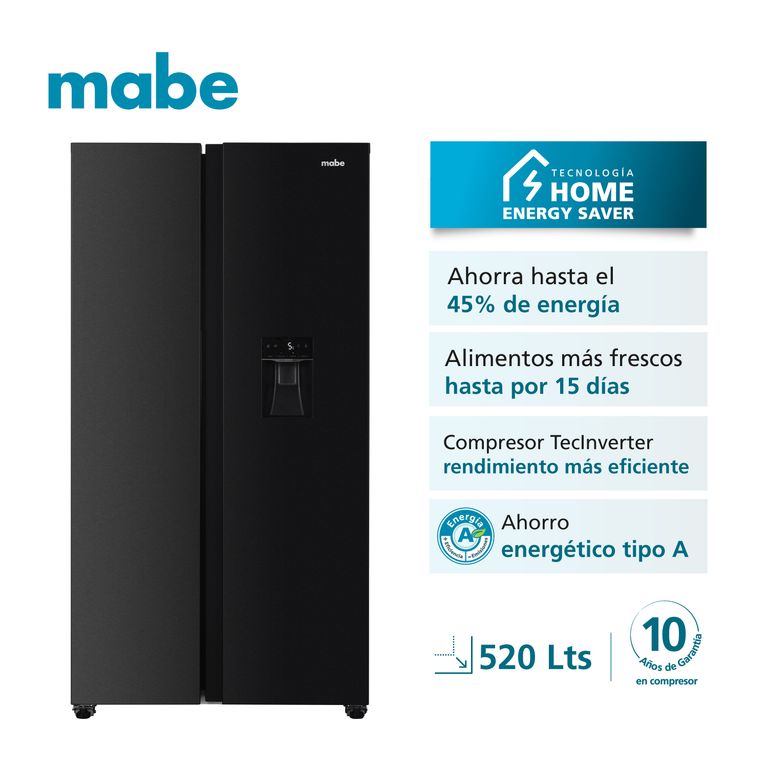 Refrigeradora Side by Side TecInverter 520L Black Mabe MSD565QMLSP0
