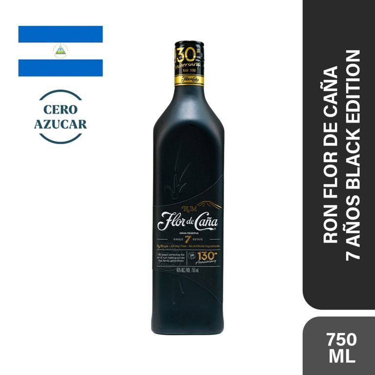 Ron Flor de Caña 7 Años Black Edition Botella 750 mL