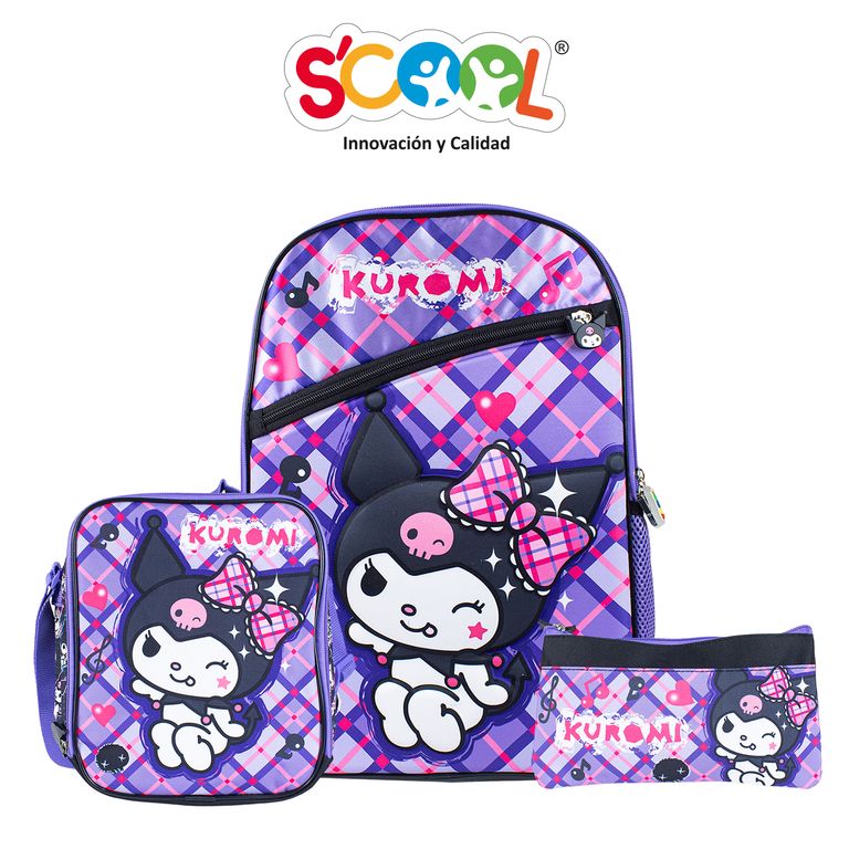 Set Mochila Ranger Deluxe Oficio EVA 3D Kuromi