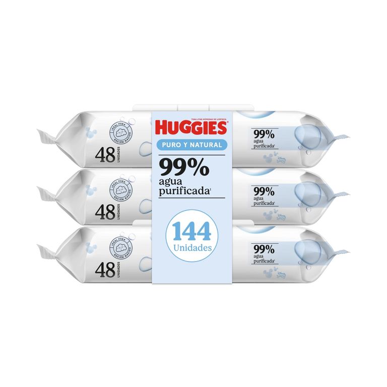 Toallas Húmedas Puro y Natural Huggies Empaque 144 Und