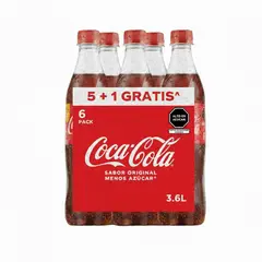 COCA COLA - Gaseosa Coca Cola Original Sixpack Botella 600 mL