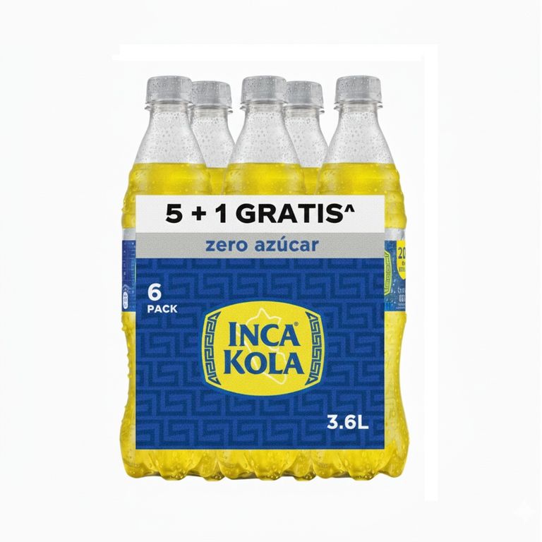 Bebida Gaseosa Inca Kola Zero Azúcar Sixpack Botella 600 mL