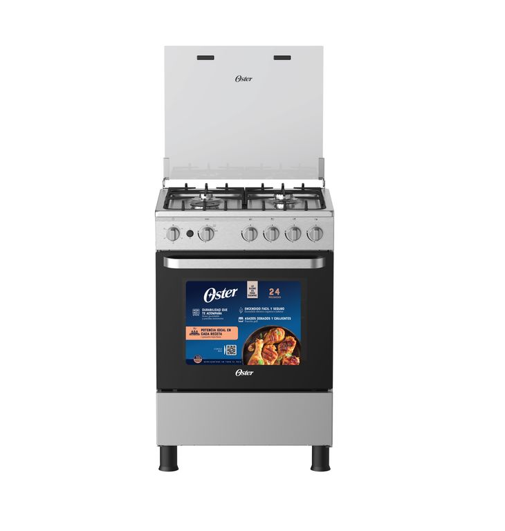 Cocina a Gas Oster OS-PGSBMI2404IGS 24 Pulgadas Blk 4 Quemadores