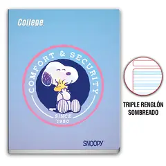 undefined - Cuaderno Deluxe  Tres Renglones CSC Snoopy College 80 Hojas