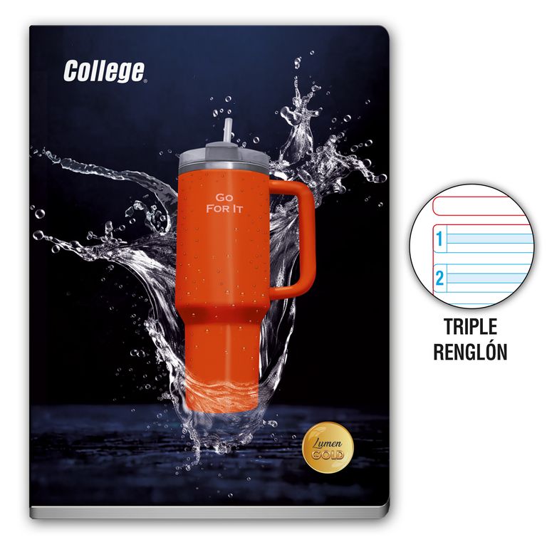 Cuaderno Deluxe  Tres Renglones CSC Lumen Gold College 80 Hojas