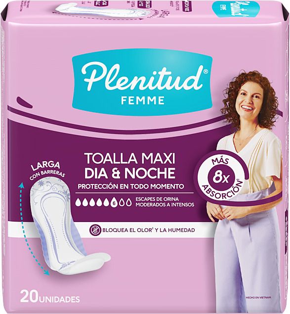 Toallas Higiénicas Maxi Día y Noche Plenitud Empaque 20 Und