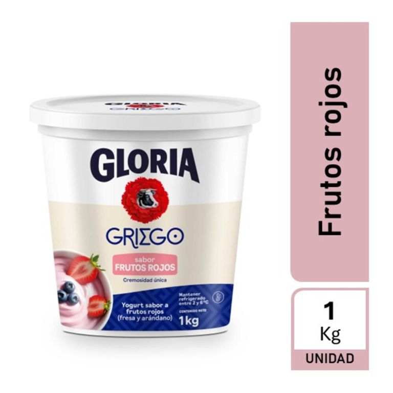 Yogurt Gloria Griego Frutos Rojos Pote 1 Kg