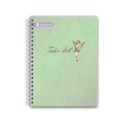 MINERVA - Cuaderno Anillado Universitario Tapa Dura 5 Divisiones Tinkerbell 160 Hojas