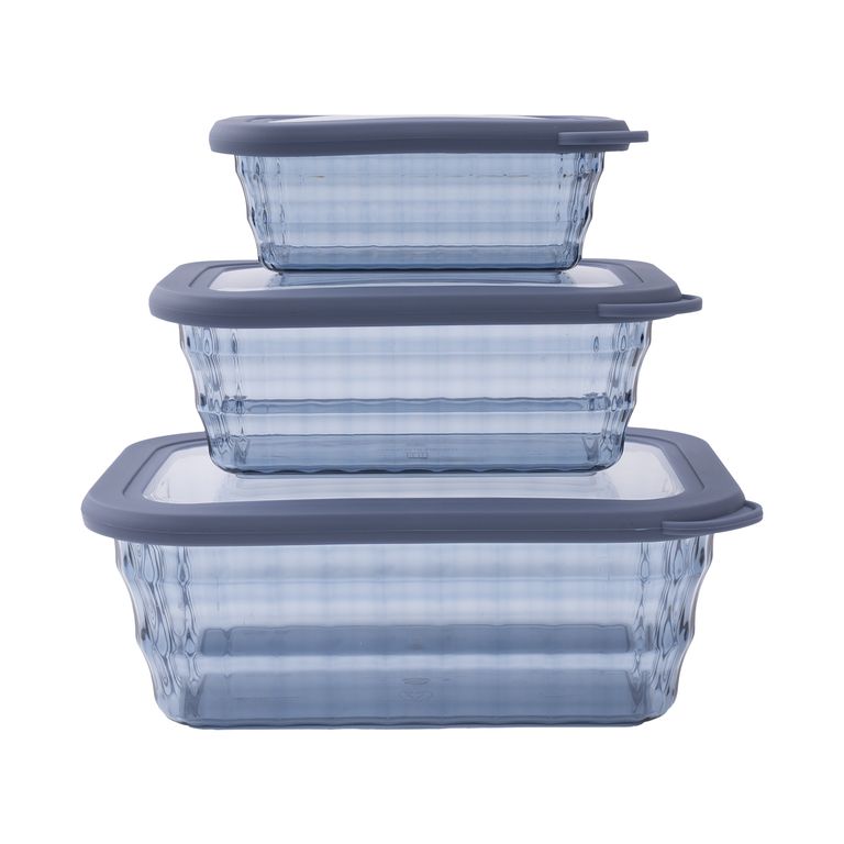 Set 3 Contenedores Rectangular Xime Azul