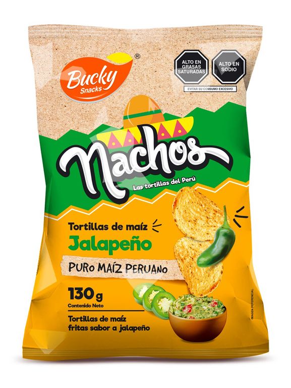 Nachos Jalapeños Bucky Snacks Bolsa 130 g
