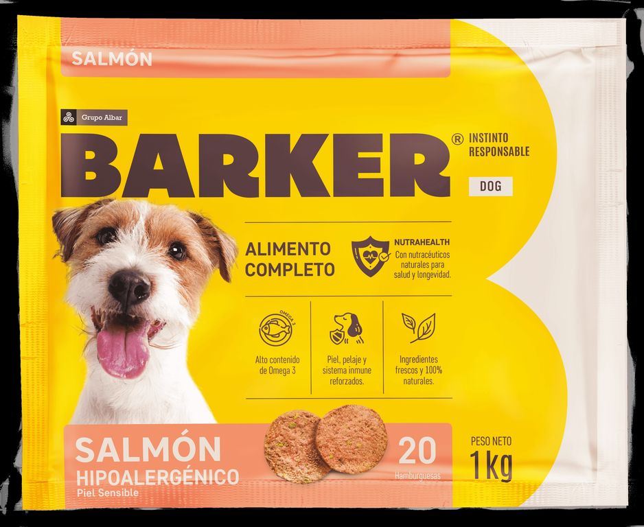 Hamburguesas para Perro Sabor Salmón Barker Bolsa 1 Kg