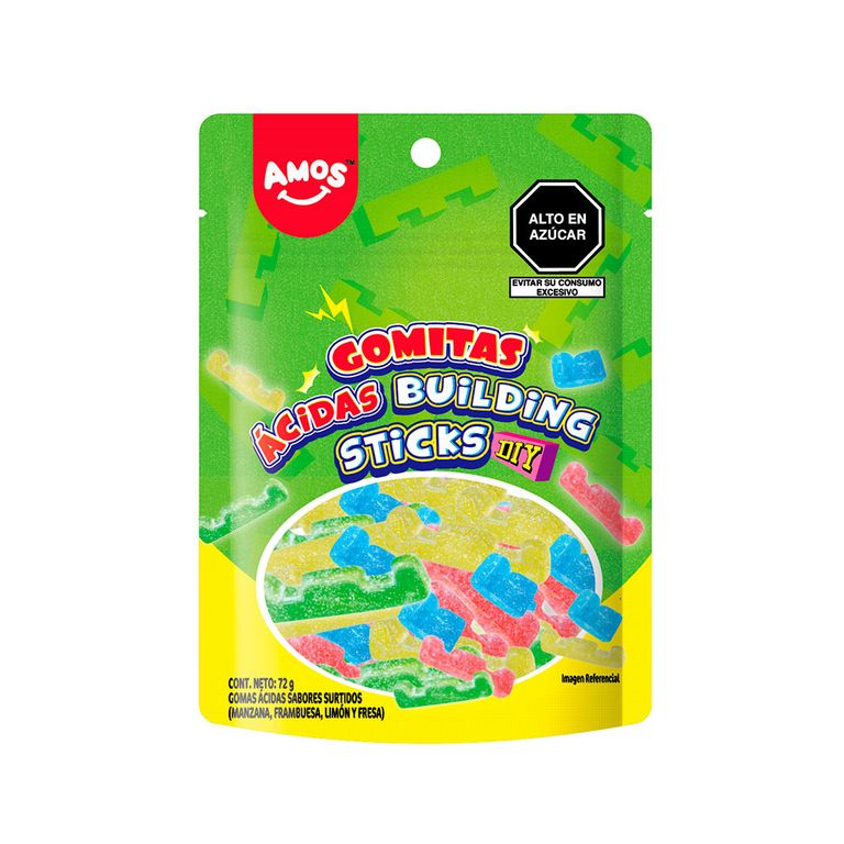 Gomitas 4D Gummy Sour Sticks Amos Bolsa 72 g